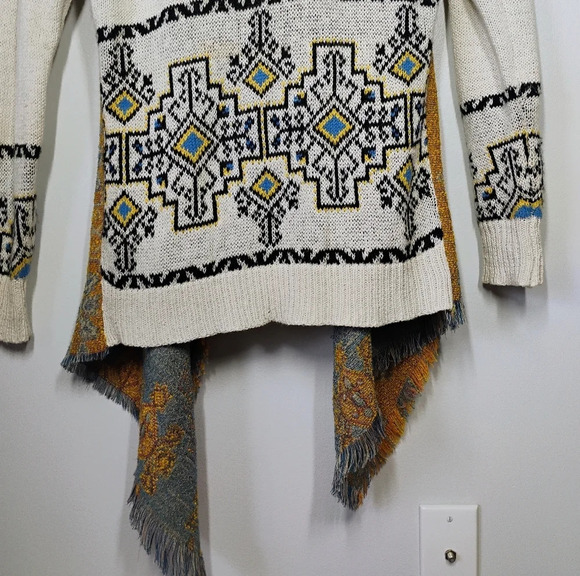 Desigual Drape Cardigan Womens Medium Aztec Southwestern Boho Open Front Artsy - Picture 7 of 16